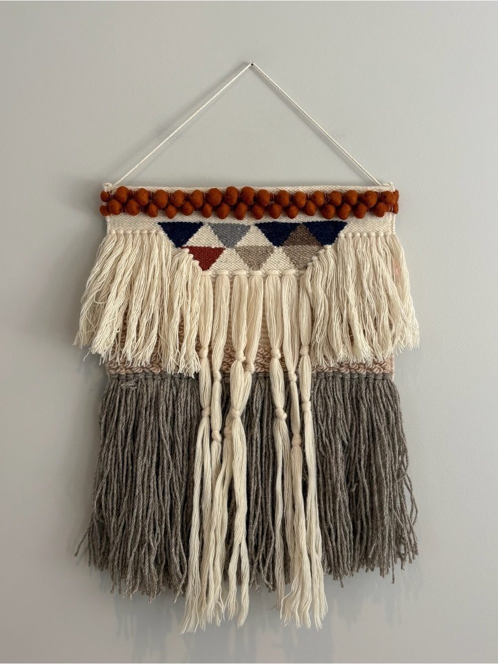Bloomingville Macramé Wall Hanging in Cream, Gray & Rust